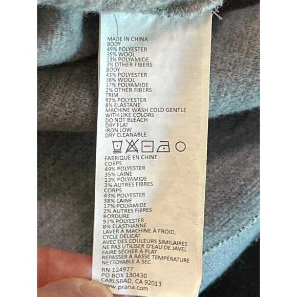 prAna Wool Blend Quarter Zip Hoodie Pullover Gray Rib Knit Women’s Small - Picture 4 of 8